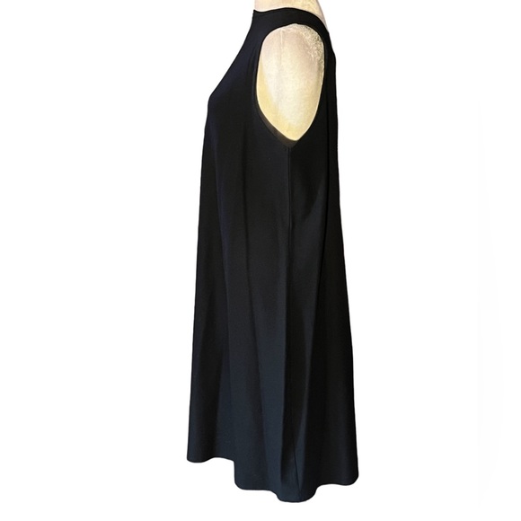 EILEEN FISHER BLACK VISCOSE CREPE SLEEVELESS MIDI DRESS GREAT CONDITION (M) - Picture 3 of 7